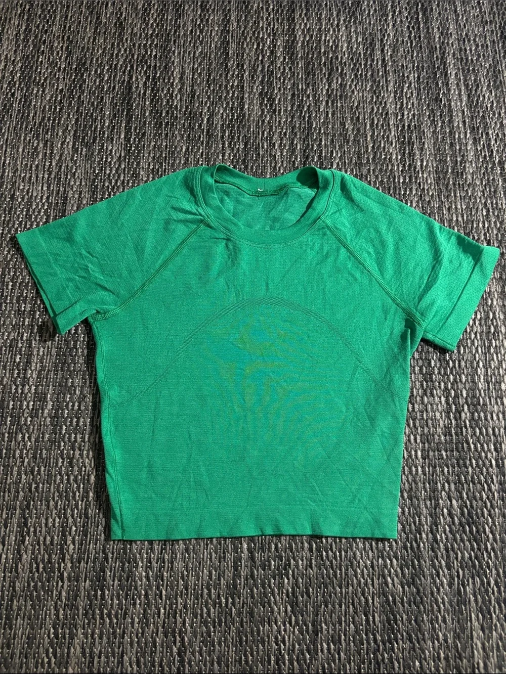 Lululemon Swiftly Tech Crop Short Sleeve Shirt Everglade Green Silverescent Sz 2